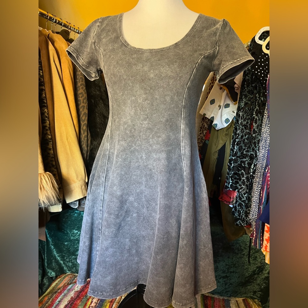 Grey denim-ish short sleeve mini dress